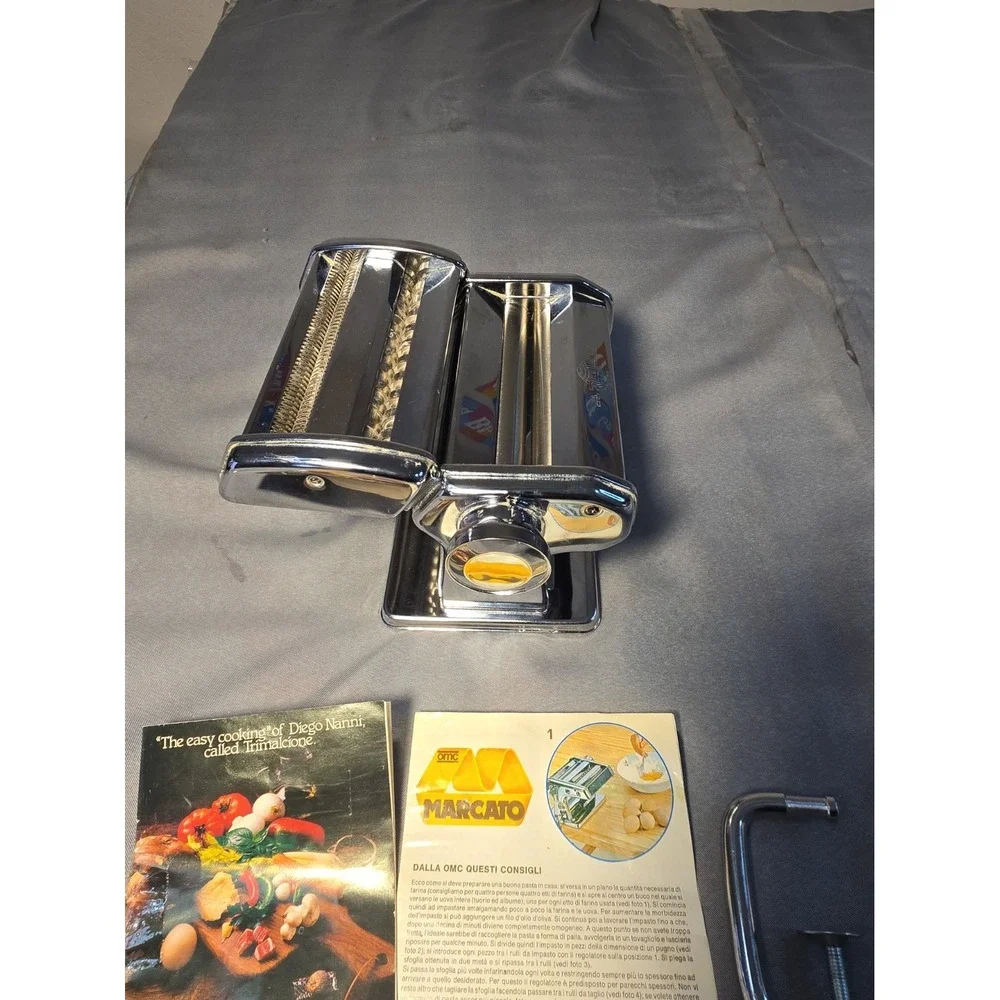 Vintage Marcato Atlas 150 Pasta Maker Machine Chrome Made In Italy Complete W/ M